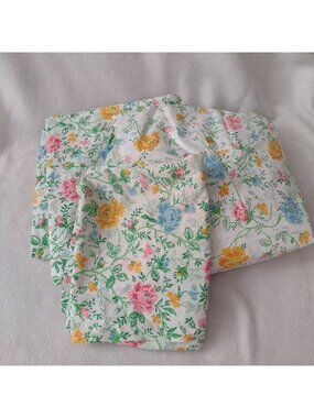 Vintage JCPenney Cottage Floral Print Twin Sheet Set Easy Care Cotton Blend
